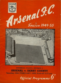 Arsenal v Derby County on 18 February 1950 - Football Programme